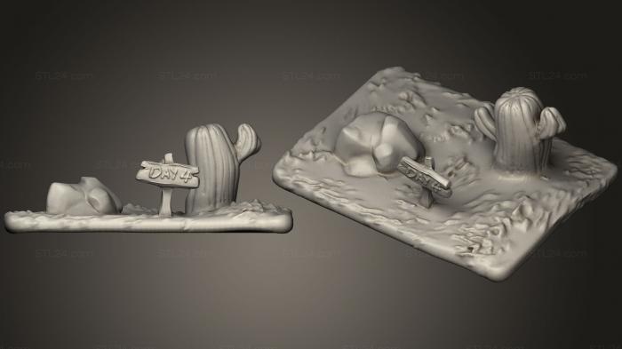 Статуэтки и статуи разные (кактус на дороге, STKR_0928) 3D модель для ЧПУ станка
